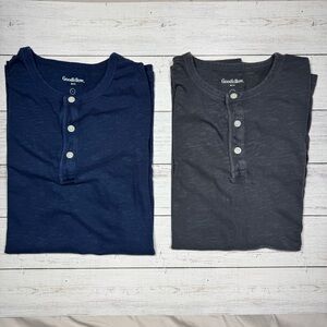 Goodfellow & Co - Small Men's Short Sleeve Henley Shirts - Navy Blue & Charcoal